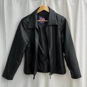 Vintage Leather USA Black Leather Jacket Women’s XL 90s Classic